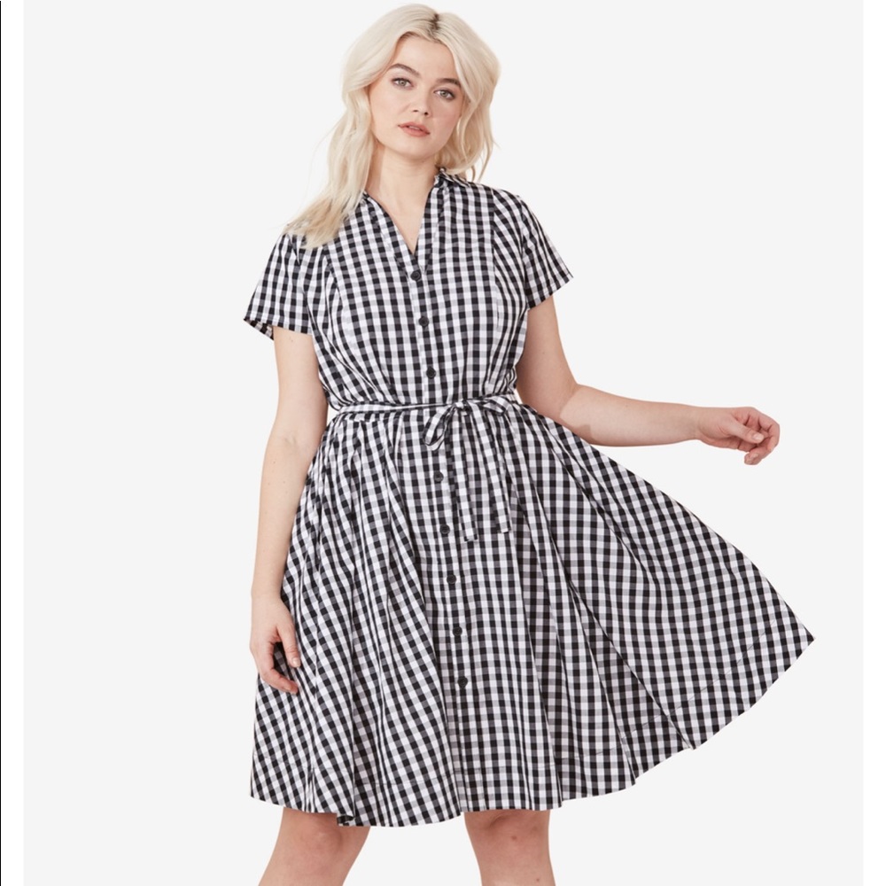 NWOT Ellos Black & White Checkered Dress